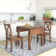 thumbnail image 1 of PAPROOS 3 Piece Dining Table Set, Wood Drop Leaf Dining Table and 2 X-back Chairs Set, Modern Drop Leaf Dining Table Set for Dining Room Breakfast Nook, Space Saving Kitchen Dinette Set for 2, Brown, 1 of 14