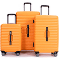 thumbnail image 1 of PAPROOS 3 Piece Luggage Set, 21" 25" 29" Hard Case Suitcase Set, Fashion Suitcase Set with Two Hooks, Double Spinner Wheels and TSA Lock, Lightweight Hardside Luggage Set for Travel, Orange, 1 of 9
