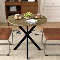 PAPROOS 31" Round Dining Table for 4, Kitchen Table, Dining Room Table with Thickened Wooden Tabletop and Metal Legs, Small Dining Table for kitchen, Breakfast Nook, Brown (only table)