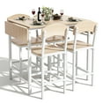 thumbnail image 1 of PAPROOS Dining Table Set for 4, Counter Height Drop Leaf Dining Table and 4 Stools Set, 5 Piece Dinner Table and Chairs Set for Kitchen Dining Room Breakfast Nook, Natural&Black, 1 of 10