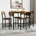 thumbnail image 1 of PAPROOS 5 Piece Dining Table Set, Brown Finish Dining Table and 4 Chairs Set, Counter Height Drop Leaf Dining Table and Chair Set for Dining Room Breakfast Nook, Space Saving Kitchen Dinette Set for 4, 1 of 9