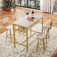 thumbnail image 1 of PAPROOS 5 Piece Dining Table Set, Counter Height Bar Table and Bar Stools Set with Storage Rack,Kitchen Table Set for Dining Room, Breakfast Nook, White, 1 of 6