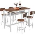 thumbnail image 1 of PAPROOS 5 Piece Dining Table Set, Counter Height Bar Table and Bar Stools Set with Storage Rack,Kitchen Table Set for Dining Room, Breakfast Nook, Brown, 1 of 6