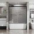 thumbnail image 1 of PAPROOS 56” - 60” W X 58” H Sliding Shower Door, 1/4" (6mm) Clear Tempered Glass Double Bathtub Door, Aluminum Frame, Modern Tub Door with Stainless Steel Handle, SGCC Certified, Matte Black, 1 of 10