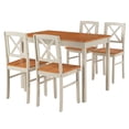 thumbnail image 1 of PAPROOS Solid Wood Dining Table Set for 4, 5-Piece Rubberwood Kitchen Dining Table Set with 4 Chairs, Easy to Clean, Farmhouse Dining Room Set for Small Spaces, Brown&Gray, 1 of 8