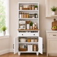 thumbnail image 1 of SESSLIFE Pantry Cabinet, 63" H Kitchen Pantry Storage Cabinet with 3 Open Shelves, Drawer & Adjustable Bottom Storage, Wood Kitchen Pantry Cabinet for Dining Room Living Room, White, 1 of 8
