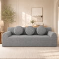 thumbnail image 1 of SESSLIFE 3 Seater Sofa Couch, Comfy Extra Deep Seat Cloud Couch with 3 Pillows and Side Pockets, Corduroy Low Profile Floor Sofa for Living Room, Compact No Assembly Couch, Light Grey, 1 of 8
