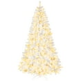 thumbnail image 1 of PAPROOS 8FT Pre-Lit Christmas Tree, Artificial Christmas Tree with 670 Warm Lights, Lush 2008 Tips and Sturdy Metal Base, Indoor Christmas Decor Xmas Tree for Holiday Decorations, White, 1 of 9