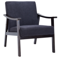 thumbnail image 1 of PAPROOS Accent Chair for Living Room, Mid-Century Modern Upholstered Reading Armchair with Solid Wood Arms, Comfy Bedroom Lounge Chair, Black, 1 of 10
