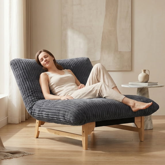 Bean Bag Chair, Paproos Bean Bag Chair for Adults, Corduroy Upholstered Lazy Sofa, Modern Oversized Accent Chair Reading Chair, Lounge Sofa for Living Room Bedroom, Dark Gray