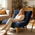 thumbnail image 1 of 43" Oversized Accent Chair, Paproos Comfy Reading Chair, Cloud Lounge Accent Chair Bean Bag Chair for Adults, Corduroy Upholstered Lazy Sofa for Living Room Bedroom, Blue, 1 of 11