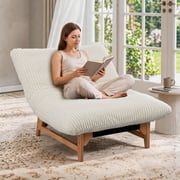 43" Oversized Accent Chair, PAPROOS Comfy Reading Chair, Cloud Lounge Accent Chair Bean Bag Chair for Adults, Corduroy Upholstered Living Room Bedroom Chair, Wh