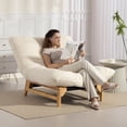 thumbnail image 1 of 43" Oversized Accent Chair, Paproos Comfy Reading Chair, Cloud Lounge Accent Chair Bean Bag Chair for Adults, Corduroy Upholstered Lazy Sofa for Living Room Bedroom, White, 1 of 14