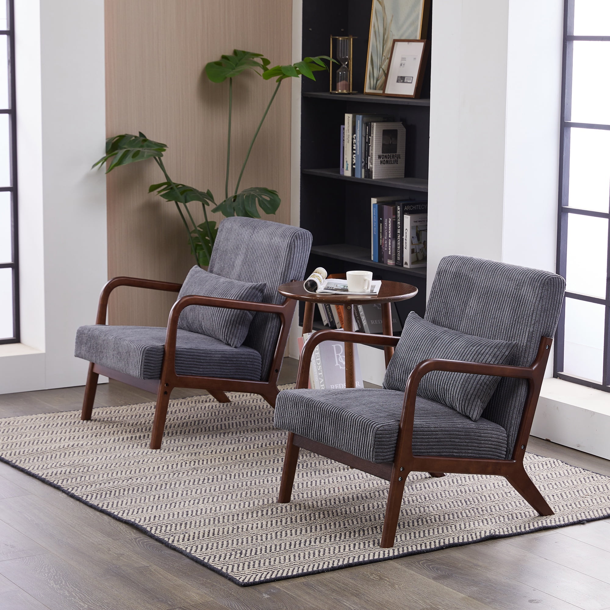 PAPROOS Accent Chair Set of 2, Mid-Century Modern Armchair with