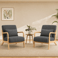 thumbnail image 1 of PAPROOS Accent Chair Set of 2, Mid-Century Modern Armchair with Solid Wood Frame and Pillow, Velvet Fabric Upholstered Reading Chair for Living Room Bedroom, Gray, 1 of 10