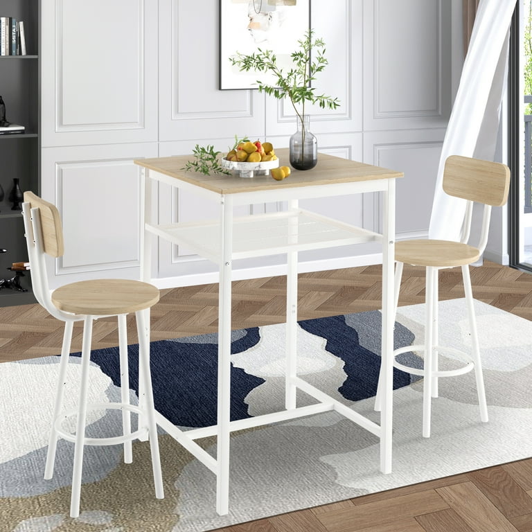 PAPROOS Bar Table Set of 3, 3-Piece Counter Height Dining Table