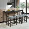 thumbnail image 1 of PAPROOS Counter Height Bar Table Set with Power Outlet, Industrial Breakfast Table with 3 Padded Stools, 4 Piece Bar Table and Chairs Set for Living Room, Dining Room, Dark Gray, 1 of 11