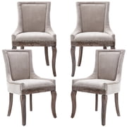 PAPROOS Beige Dining Chairs Set of 4, Upholstered Dining Room Chairs with Solid Wood Legs, High Back Dinner Table Chairs with Nailhead Trim, Farmhouse Kitchen Side Chairs for Home