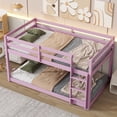 thumbnail image 1 of PORKISS Bunk Bed Twin Over Twin, Low Floor Bunk Bed for Kids with Guard Rails for Dorm, Small Space, No Box Spring Needed, Pink, 1 of 10