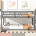thumbnail image 1 of PORKISS Bunk Beds for Kids, Twin over Twin Floor Bunk Bed with Safety Rail and Ladder, Solid Wood Low Bunk Bed Frame for Boys Girls, No Box Spring Needed, Gray, 1 of 9