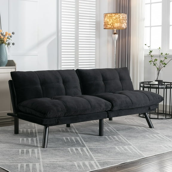 PAPROOS Convertible Sofa Bed, 67'' Futon Sofa Bed, Upholstered Sofa Bed Couch, Foladable Sofa Chair, Loveseat Sleeper Sofa for Small Space, Apartment, Living Room, Brown