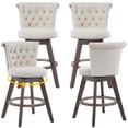 thumbnail image 1 of PAPROOS Counter Height Bar Stools Set of 4, 26” Swivel Bar Stools with Tufted Back and Nailhead Trim, Velvet Upholstered Kitchen Island Counter Stools with Solid Wood Legs and Footrest, Beige, 1 of 9