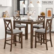 PAPROOS Counter Height Dining Table, Solid Wood Square Kitchen Table for Small Space, Modern Farmhouse Acacia Wooden Dining Table, WalnutTable Only