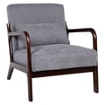 thumbnail image 1 of PAPROOS Dark Grey Accent Chair with Arms, Upholstered Reading Chair with Solid Frame, Lumbar Pillow, Mid-Century Modern Style for Living Room Bedroom, 1 of 9