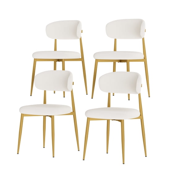 PAPROOS Dining Chairs Set of 4, Dining Chairs with Gold Metal Legs, Velvet Upholstered Dining Room Kitchen Chairs with Curved Backrest, Side Chairs for Kitchen Dining Room