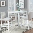 thumbnail image 1 of PAPROOS Dining Table Set for 4, 5 Piece Solid Wood Dining Room Set with Square Table and 4 Upholstered Chairs, Counter Height Kitchen Table with Crystal Decoration and Chair Set, White, 1 of 7