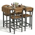 thumbnail image 1 of PAPROOS Dining Table Set for 4, Counter Height Drop Leaf Dining Table and 4 Stools Set, 5 Piece Dinner Table and Chairs Set for Kitchen Dining Room Breakfast Nook, Brown&Black, 1 of 10