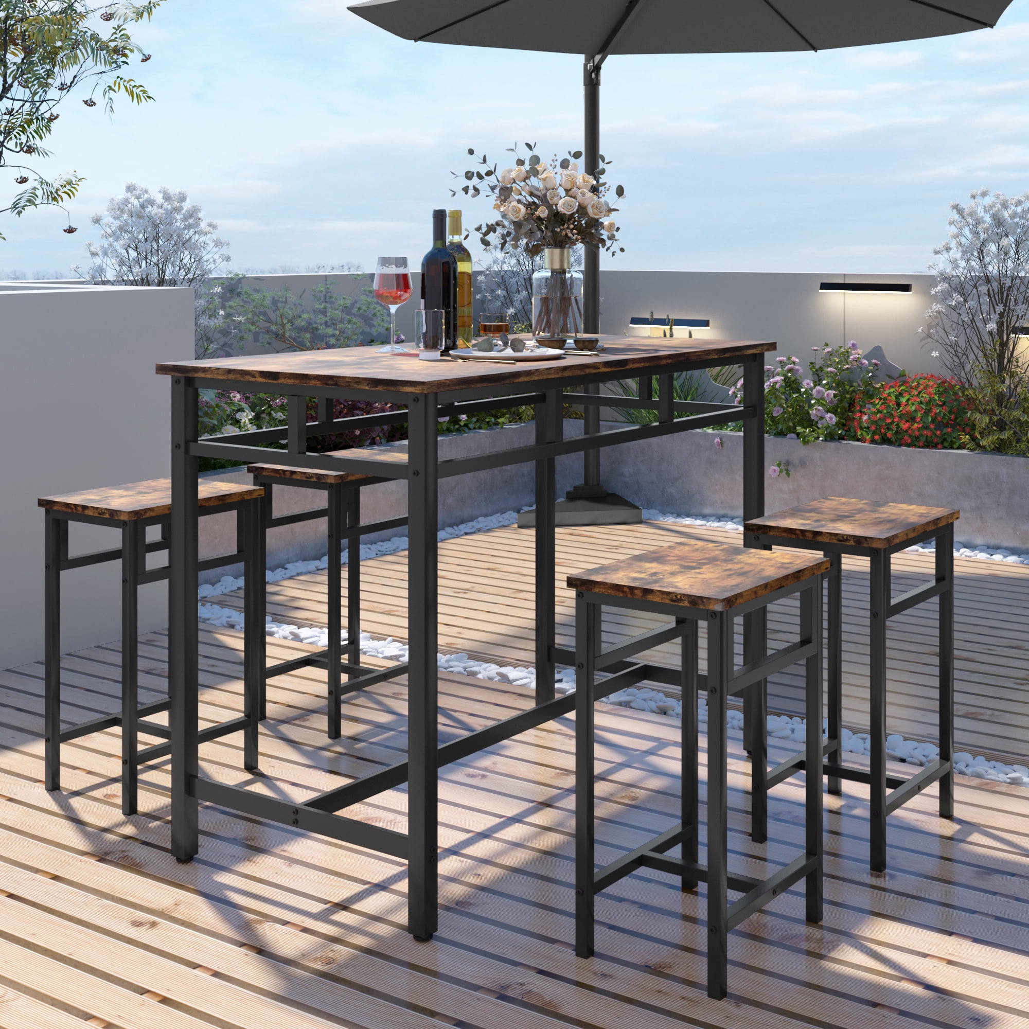 PAPROOS Dining Table Set for 4, Counter Height Dining Room Table and