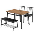 thumbnail image 1 of PAPROOS Dining Table Set for 4, Modern 4 Pcs Kitchen Table Set, Wooden Top, Metal Frame and Upholstered Seat, Dinette Sets for Breakfast Nook, Dining Room Table with 2 Chairs and 1 Bench Set, Brown, 1 of 10