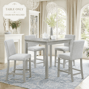 PAPROOS Counter Height Dining Table, Solid Wood Square Kitchen Table for Small Space, Modern Farmhouse Acacia Wooden Dining Table for Apartment, Silver GrayTable Only