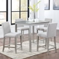 thumbnail image 1 of PAPROOS Solid Wood Dining Table, Counter Height Square Kitchen Table for Small Space, Farmhouse Acacia Wooden Dinner Table for 4, Silver Gray(Only Table), 1 of 7