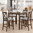thumbnail image 1 of PAPROOS Counter Height Dining Table, Solid Wood Square Kitchen Table for Small Space, Modern Farmhouse Acacia Wooden Dining Table, Walnut(Table Only), 1 of 7