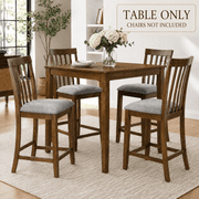 PAPROOS Counter Height Dining Table, Solid Wood Square Kitchen Table for Small Space, Modern Farmhouse Acacia Wooden Dining Table for Apartment, Walnut(Table Only)