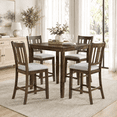thumbnail image 1 of PAPROOS Counter Height Dining Table, Solid Wood Square Kitchen Table for Small Space, Modern Farmhouse Acacia Wooden Dining Table for Apartment, Walnut(Table Only), 1 of 8