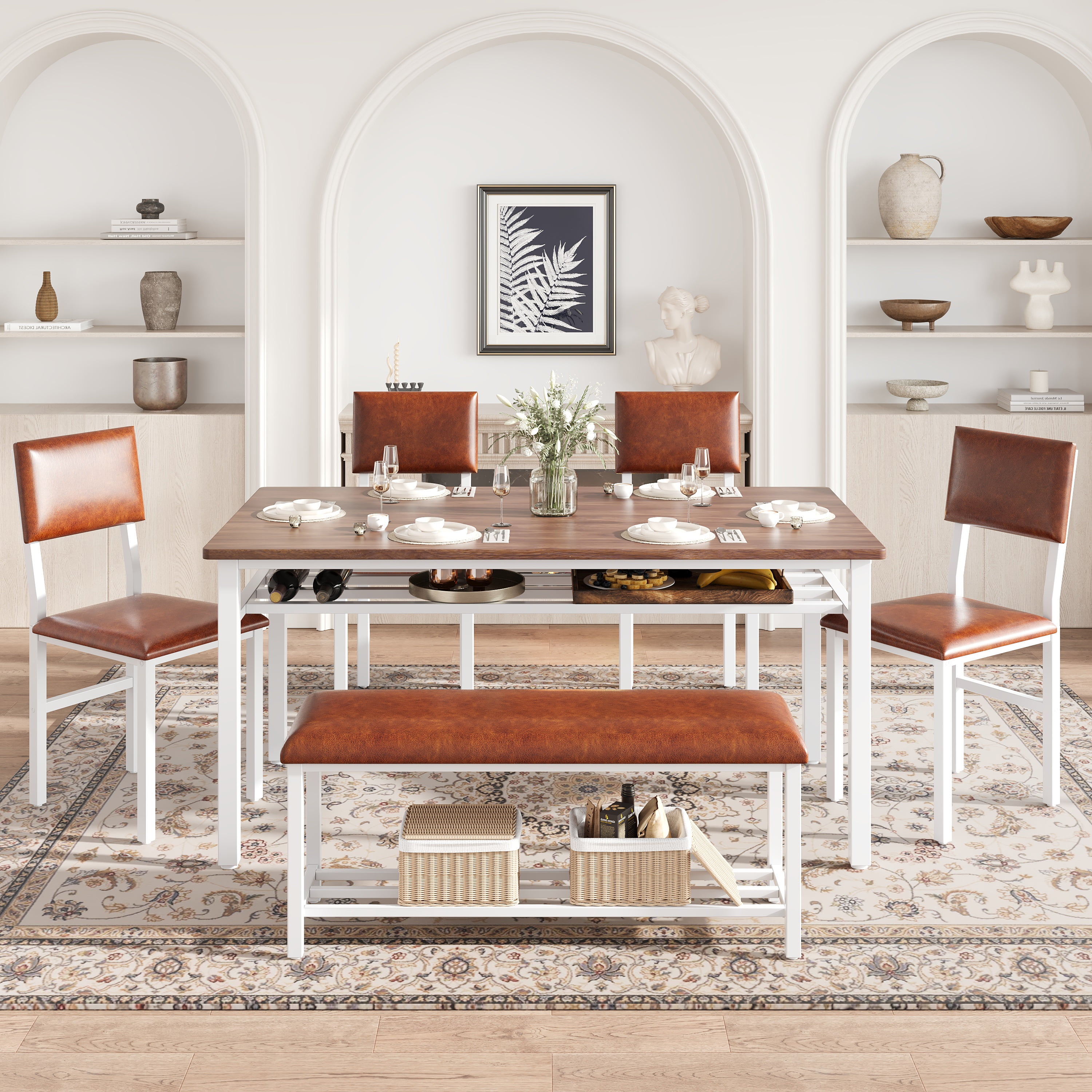 6-Seater Dining Table Set with Tempered Glass Top Kuwait Ubuy