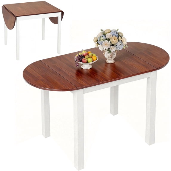 PAPROOS Drop Leaf Dining Table, 31''-55'' Extendable Kitchen Table for 6, Folding Dining Table, Solid Wood Dining Room Table, Small Dinner Table for Kitchen, Breakfast Nook, Brown(Only Table)