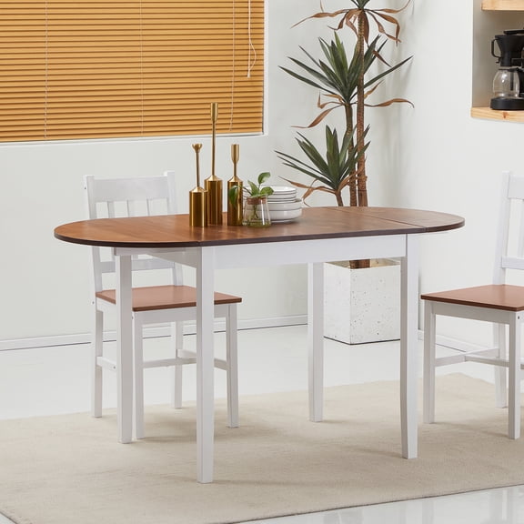 PAPROOS Drop Leaf Dining Table, 31''-55'' Extendable Kitchen Table for 6, Folding Dining Table, Solid Wood Dining Room Table, Small Dining Table for Kitchen, Breakfast Nook, Brown(Only Table)