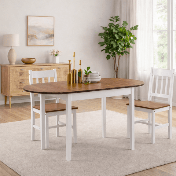 PAPROOS Drop Leaf Dining Table, 31''-55'' Extendable Kitchen Table for 6, Folding Dining Table, Solid Wood Dining Room Table, Small Dinner Table for Kitchen, Breakfast Nook, Brown(Only Table)