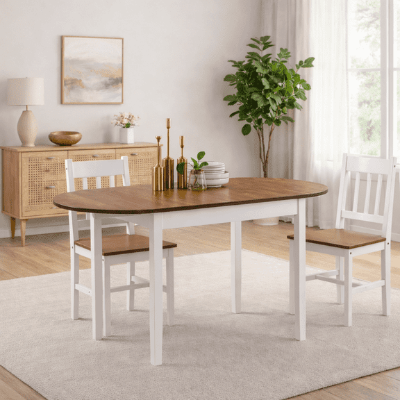 PAPROOS Drop Leaf Dining Table, 31''-55'' Extendable Kitchen Table for 6, Folding Dining Table, Solid Wood Dining Room Table, Small Dinner Table for Kitchen, Breakfast Nook, Brown(Only Table)