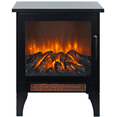 thumbnail image 1 of PAPROOS Electric Fireplace Infrared Heater with Curved Door- 15" Freestanding Fireplace Stove with Adjustable Flame Effects, Overheating Protection, Timer, Remote Control - 1400W, Black, 1 of 9