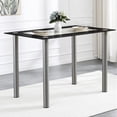 thumbnail image 1 of Rectangular Dining Table for 4, Paproos 43" Tempered Glass Kitchen Table, Small Dining Room Table with Stainless Steel Legs for Kitchen Dining Room, Transparent & Black(Only Table), 1 of 6
