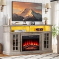 thumbnail image 1 of PAPROOS Fireplace TV Stand for 65 Inch TV, Farmhouse Entertainment Center with 23'' Fireplace, Electric Fireplace TV Stand with LED Light, TV Console for Living Room, Gray, 1 of 9