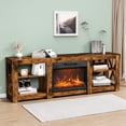 thumbnail image 1 of PAPROOS Fireplace TV Stand for 70 Inch TV, TV Stand with 24'' Electric Fireplace, Entertainment Center with Adjustable Shelves, TV Console Media Console Table for Living Room, Weathered Wood, 1 of 7
