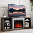 thumbnail image 1 of PAPROOS Fireplace TV Stand up to 75" TV, Modern TV Console Media Console with 23" Fireplace for Living Room, Faux Stacked Stone TV Cabinet Entertainment Center with Storage Shelves, Gray, 1 of 9