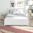 thumbnail image 1 of PAPROOS Full Bed Frame with Heaboard, New Upgarded Wood Platform Bed with Strong Slat Support, Modern Full Size Bed Frame for Teens Adults, No Box Spring Needed, White, 1 of 10