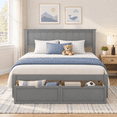 thumbnail image 1 of PAPROOS Full Bed with Storage, Full Size Bed Frame with 2 Under-Bed Drawers, Wood Platform Bed Frame with Headboard, Space Saving, No Box Spring Needed, Gray, 1 of 8